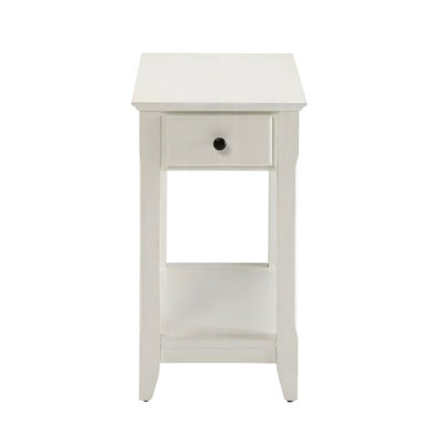 Table blanche à pieds rectangulaires avec tiroir et tablette ouverte, utilisée dans le salon principal, style transitionnel * / côté One idéal pour les espaces principaux, look