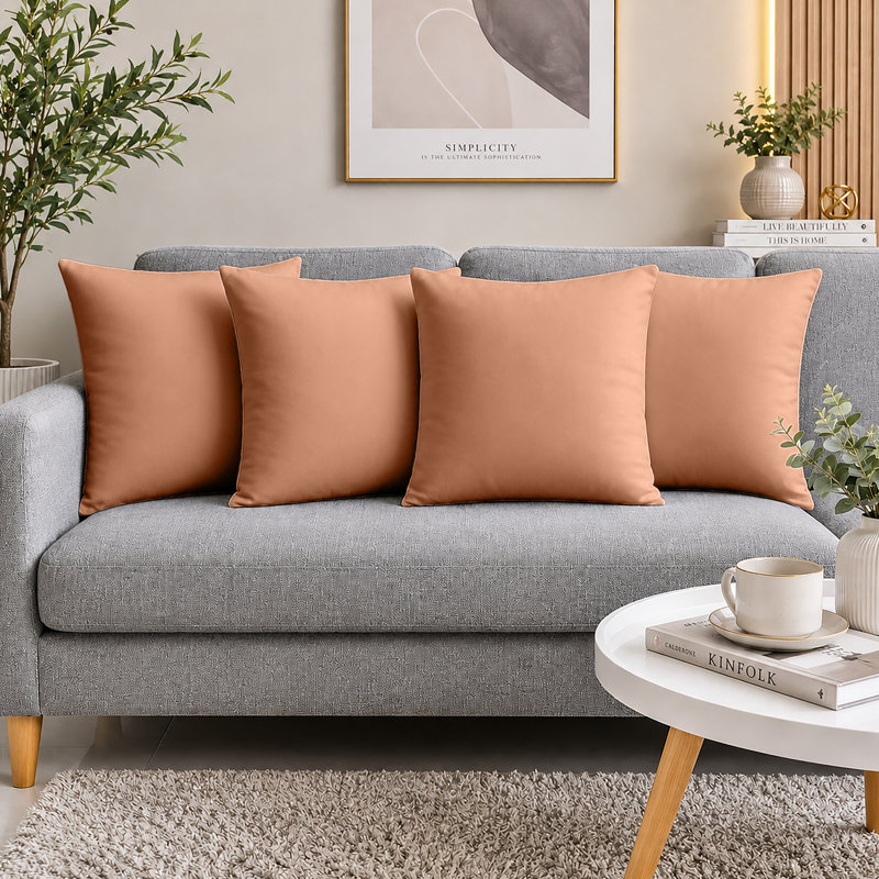 Classic Microfiber Cushion Cover Fade Resistant for Sofa and Bed, PEACH