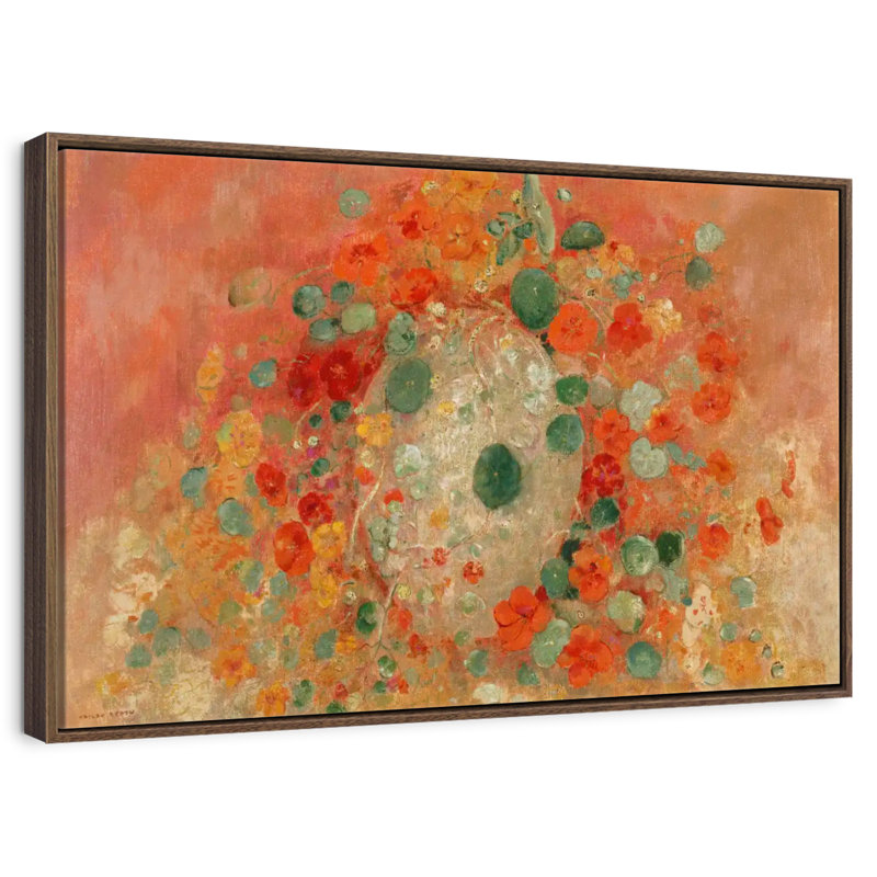 Capucines 1905, Cadre flottant noyer, 43 po x 29 po