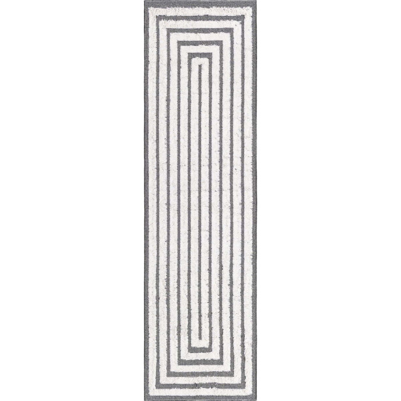 Tapis noir en coton Casa, Tapis de couloir 2 pi 3 po x 8 pi