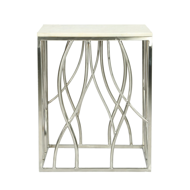 Square End Table With Stainless Steel Base