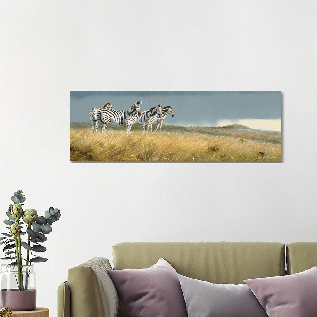 Zululand Zebras von Grant Hacking - No Frame Panoramic Gallery-Wrapped Canvas Giclée on Canvas