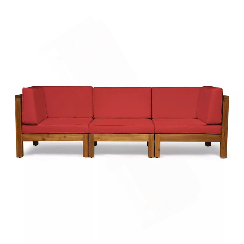 Ensemble de canapés modulaires d'extérieur BRAVA X-Back 3 places, rouge, 3, Coussin rouge / cadre brun