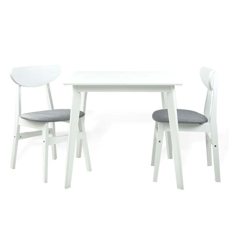 White Solid Wood Square Dining Table