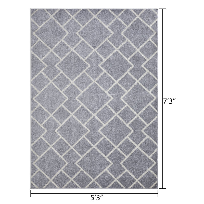 Christine Bleyana Gray Area Rug, Rectangle 5'3" x 7'3"