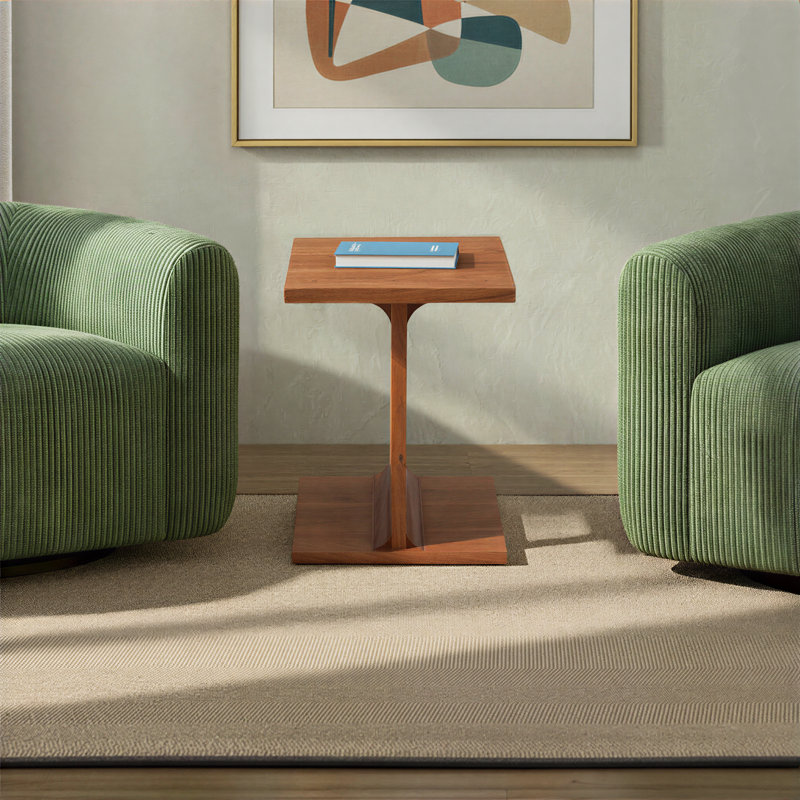 Table d'appoint moderne en bois massif Gundars, Marron foncé
