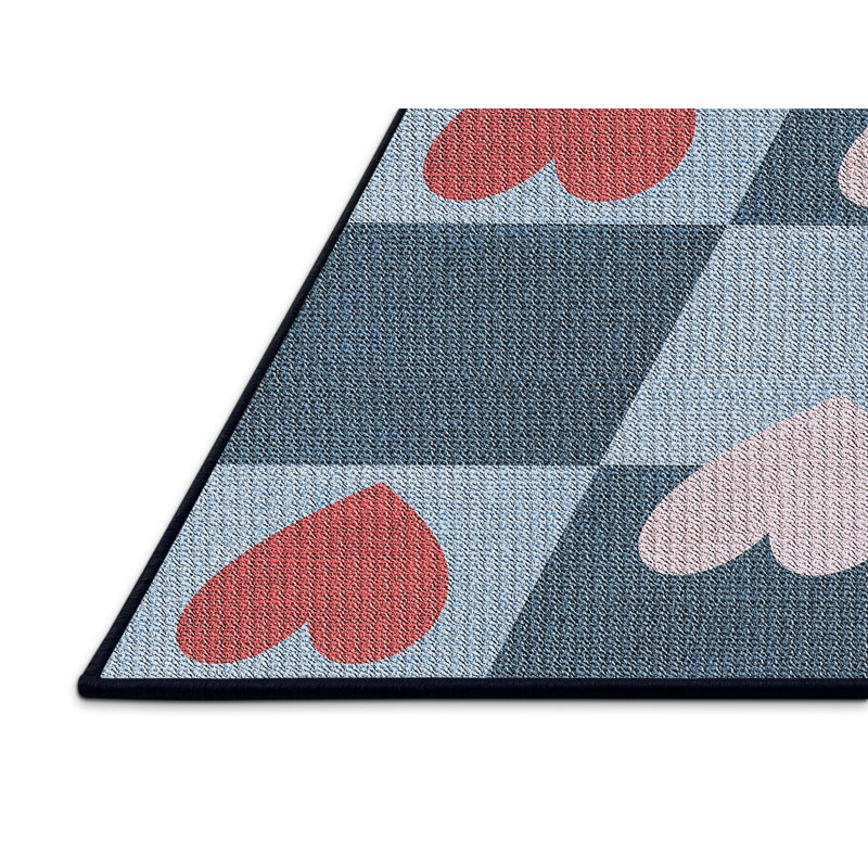 Tapis géométrique bleu / rouge Antonio-Sanchez, Rectangle 8 pi x 10 pi
