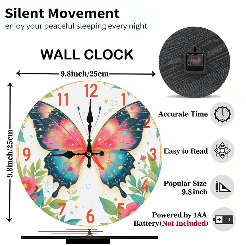 colorful butterfly wall clock home decor