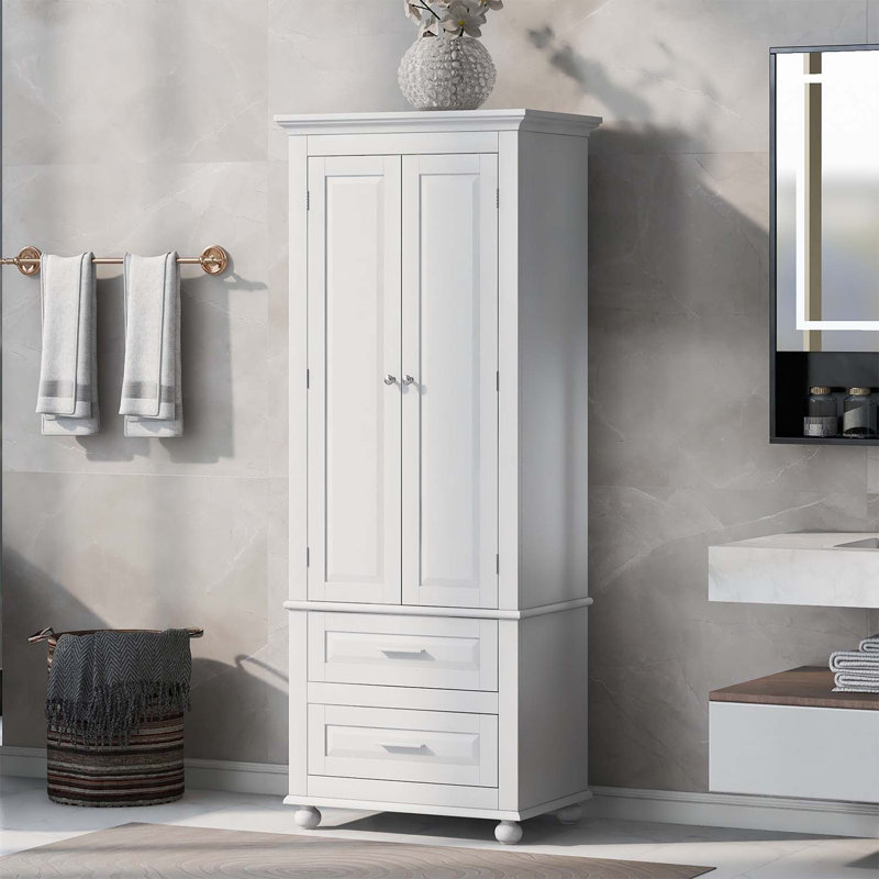 Mishaan Book Cabinet Storage Bookcase, White