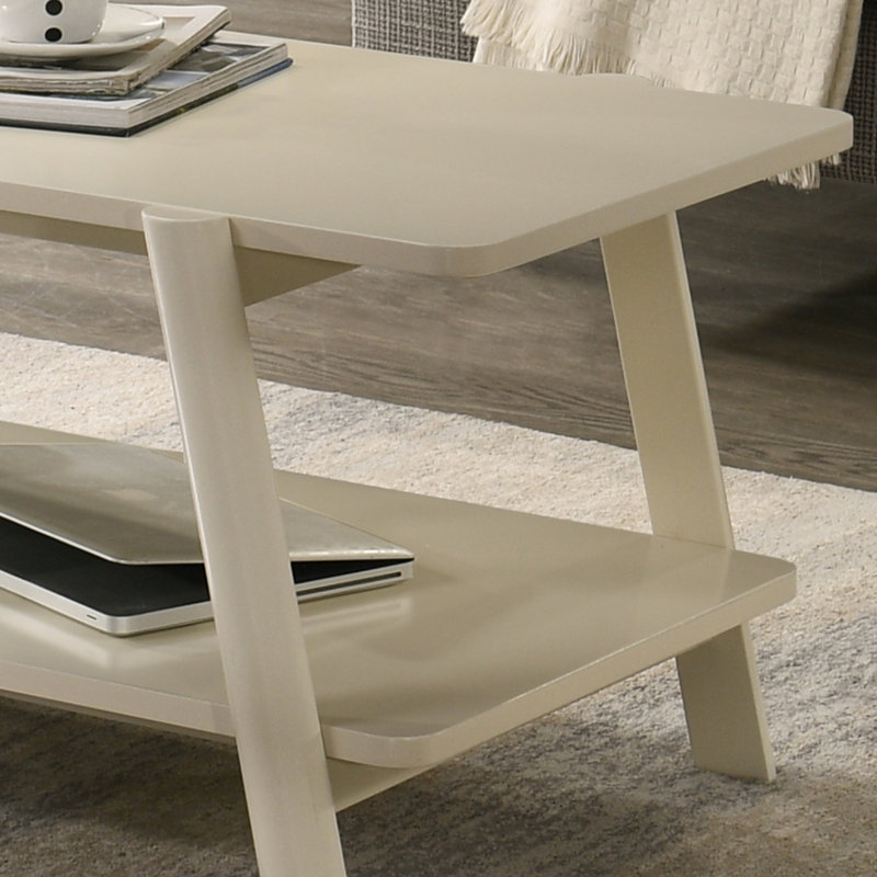 Ensemble de 3 tables basses, table basse et 2 tables de bout, finition blanc cassé, table