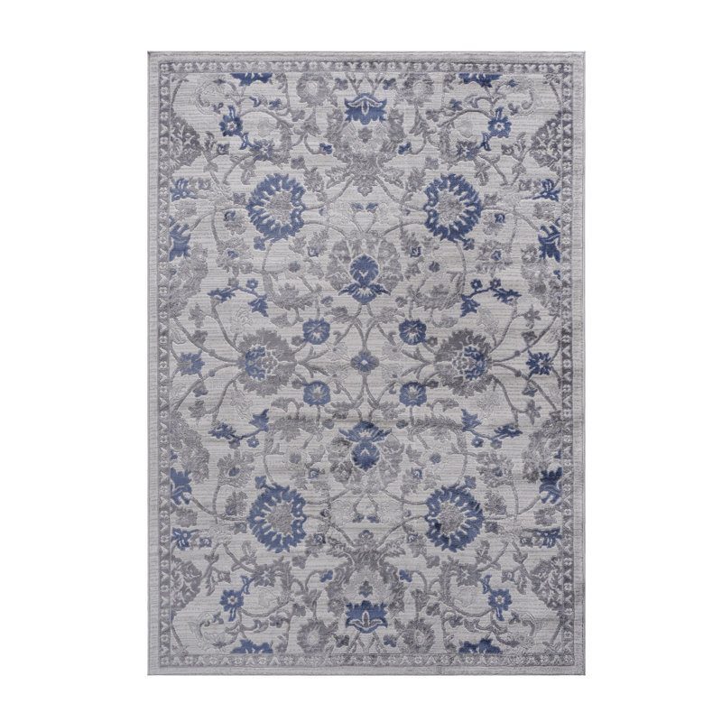 Tapis bleu / argenté 6x9