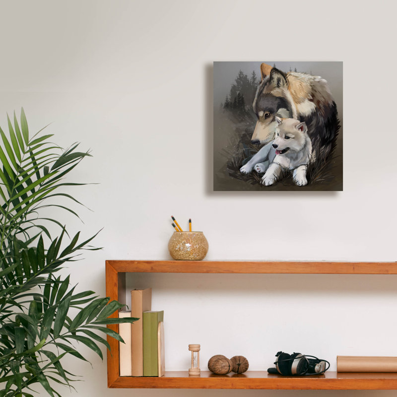  «Wolf Cub And His Mother» par Kajenna, art mural sur toile, 12 po x 12 po
