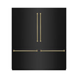 ZLINE Autograph 72 in. Black Steel Built-In Refrigerator w/ Gray Interior & Bronze Helix Handles