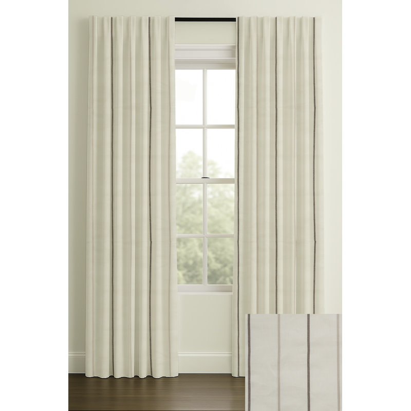 Herringbone Linen White - Stripe, Inverted Pleat, Blackout, 33" W x 120" L