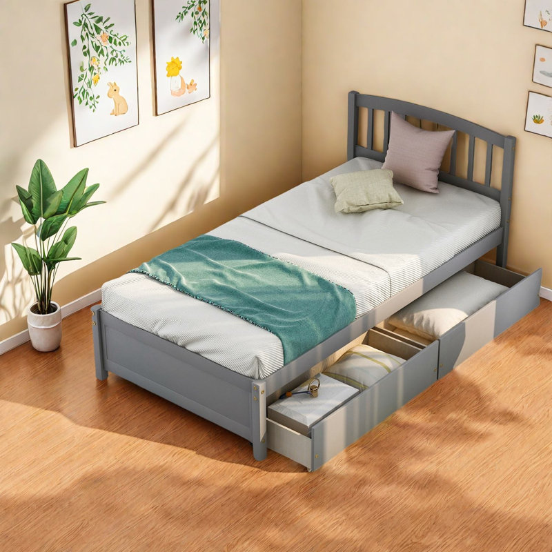 Lits simples en bois peu encombrants avec tiroirs de rangement, conception moderne