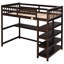 Lit mezzanine avec tablettes de rangement et bureau sous le lit, poste de travail compact en bois massif-916007044-916007049