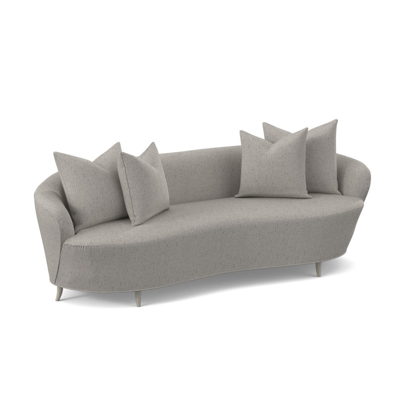 Boomerang Boucle and Velvet Sofa, Libby Linen, Bisque