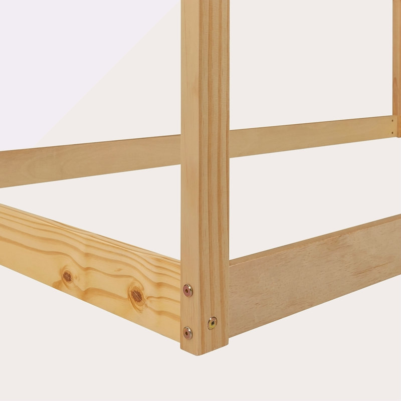 Lit maison en bois, Naturel, Lit simple