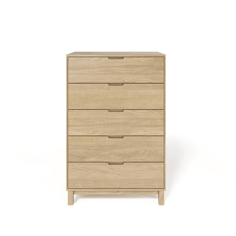 Oslo 5 - Drawer Solid Wood Dresser, Natural Oak