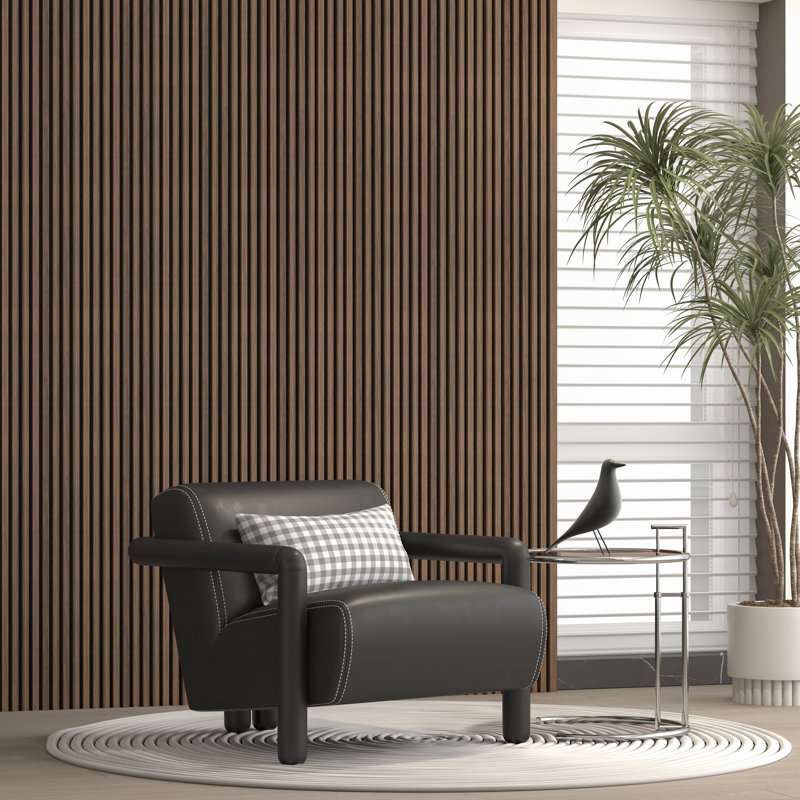Panneaux muraux à lattes de 104,375 po x l 11,25 po avec embout - traitement mural moderne en bois insonorisant