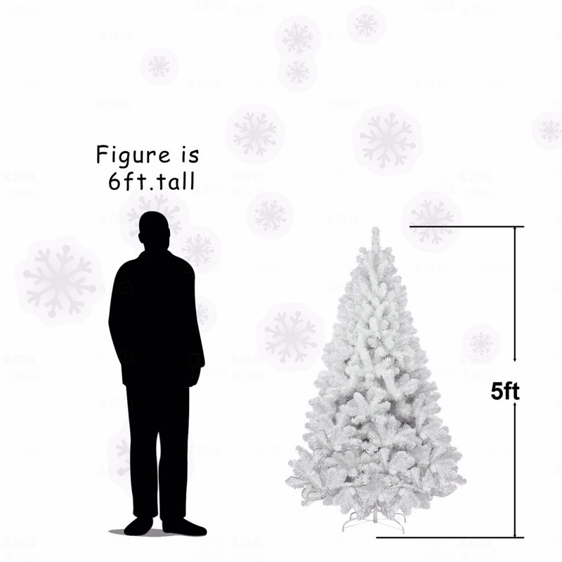Arbre de Noël articulé 7,5 pi en PVC blanc avec fil mémoire, 1200 branches, arbre de Noël facile à assembler, H 7 pi 5 po