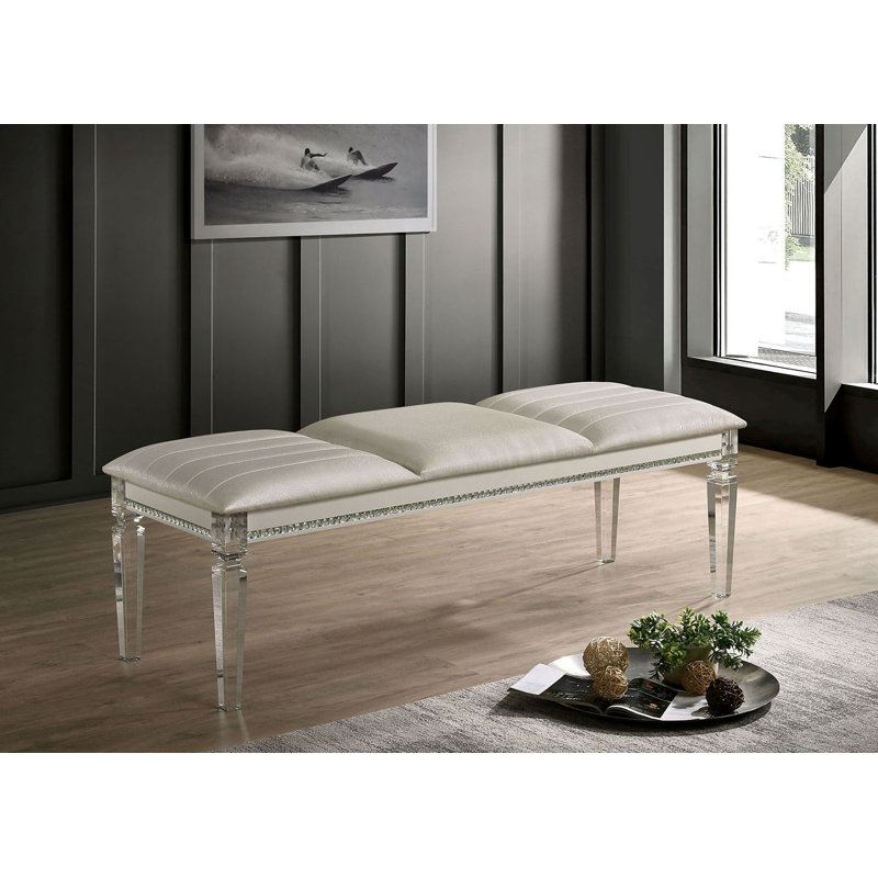 53.6" W Contemporary Bench, Pearl White