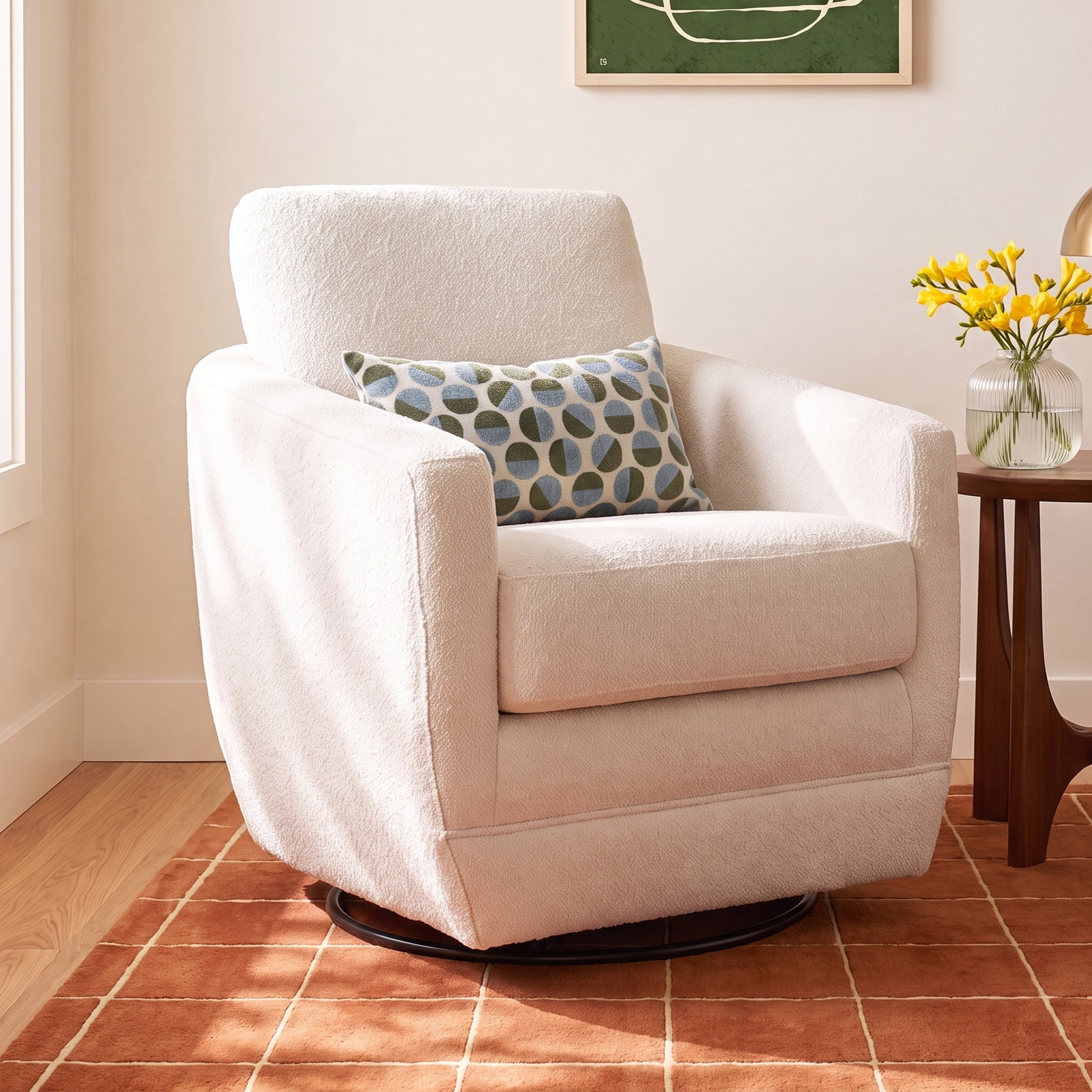 Gogh Nursery Swivel Glider, Ivory Boucle
