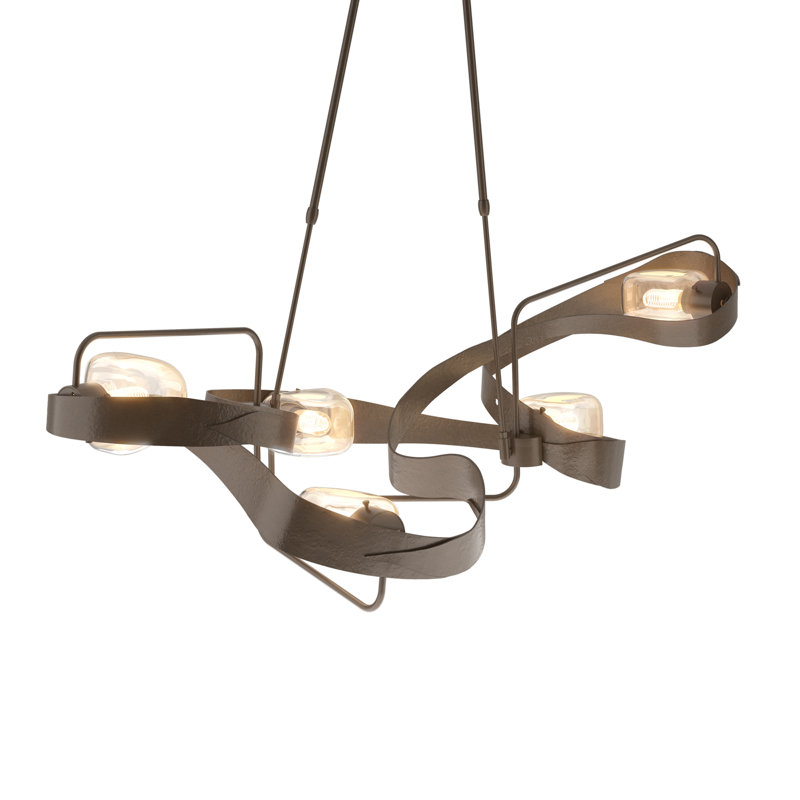Graffiti 5 - Light Unique/Statement Modern Linear Chandelier, 33.8" - 43.5", Bronze