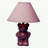 13" Tall Ceramic Table Lamp, Teddy Bear Design With Pink Finish, Linen Shade