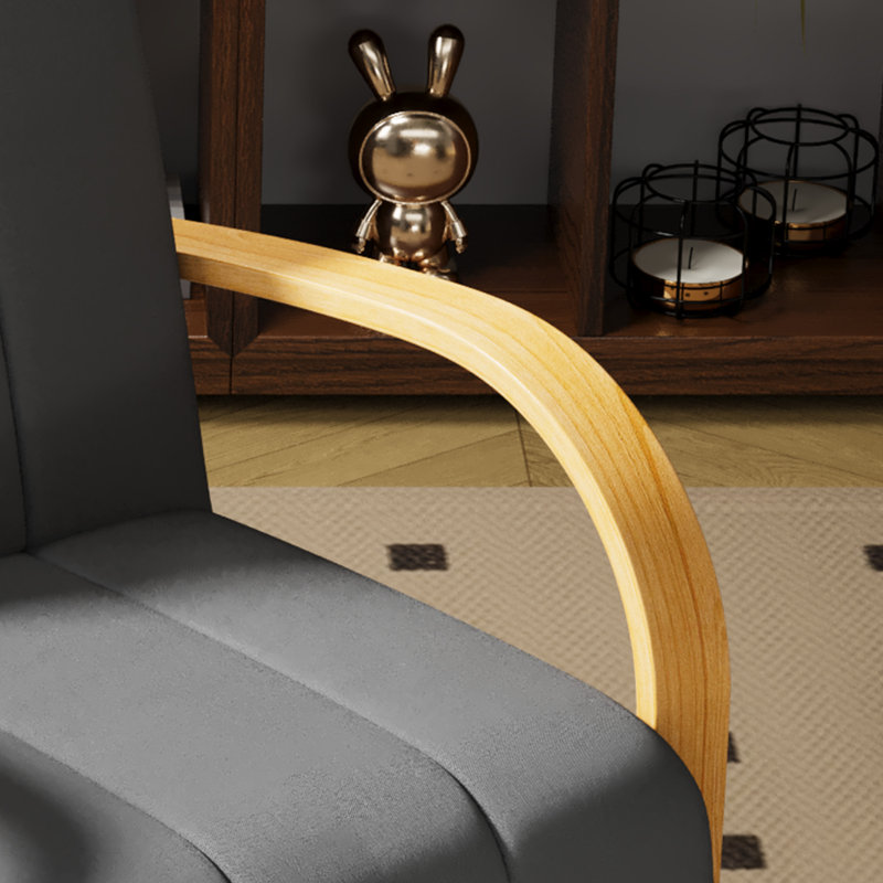 Fauteuil rembourré pivotant avec accoudoirs en bois massif, Gris anthracite