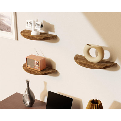 Solid Wood Half Round Rustic Floating Shelves Set Of 3