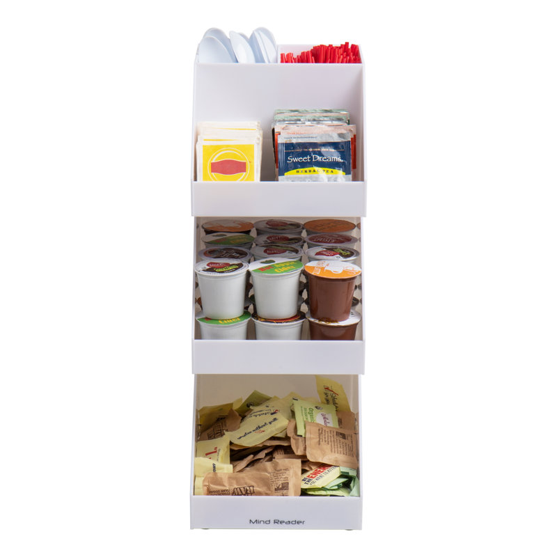 White Acrylic 3-Tier Coffee and Tea Condiment Organizer