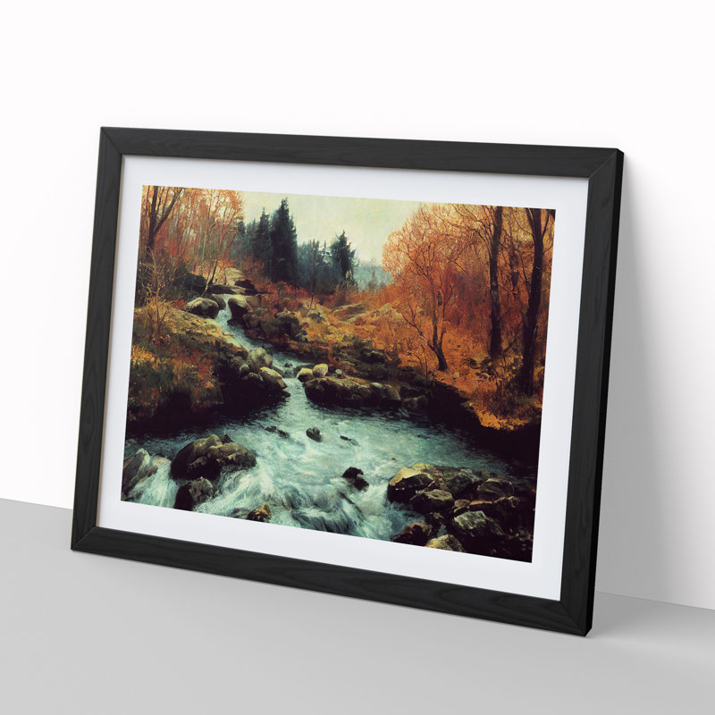 Desirable Forest Stream - Single Picture Frame Painting, 34cm H x 46cm W x 2cm D, Black