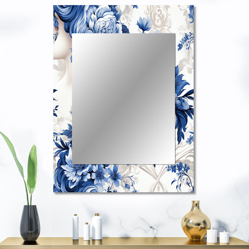 Motif victorien camée bleu cobalt Jernigan, 40 po x 30 po