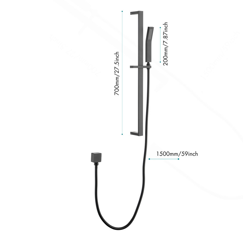 Ensemble de douche à main avec barre coulissante de 71 cm et flexible de 150 cm