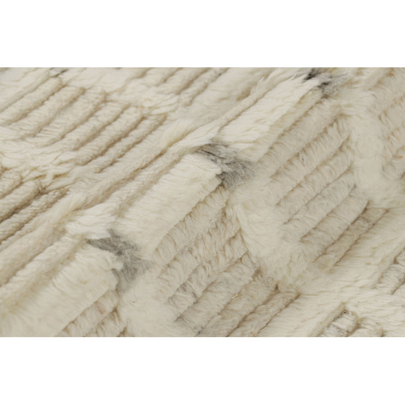 Hand Knotted Wool Geometric Area Rug in White, Rectangle 10' x 14'