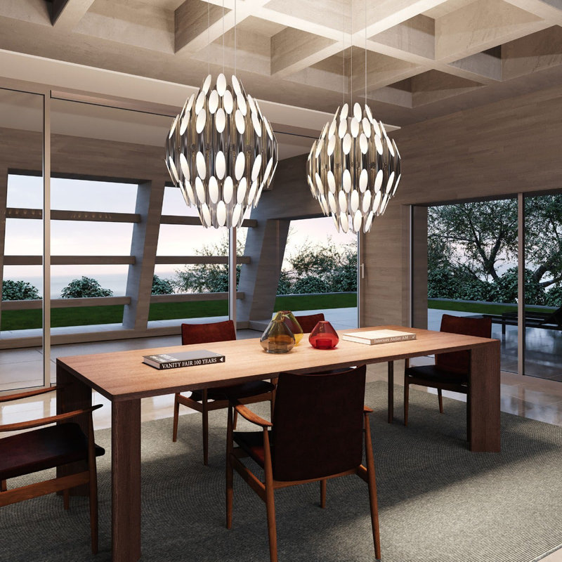 Chimes 90 - Light Dimmable LED Cylinder Chandelier, Polished Chrome