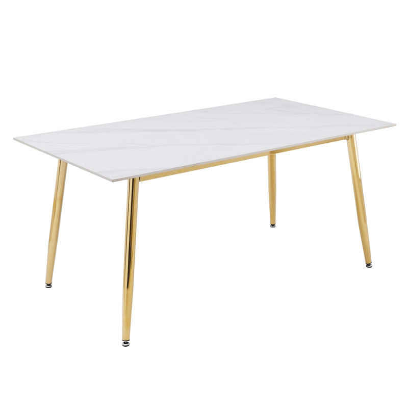 Kyley Metal Base Dining Table, White, 29.9"H x 62"L x 31.5"W