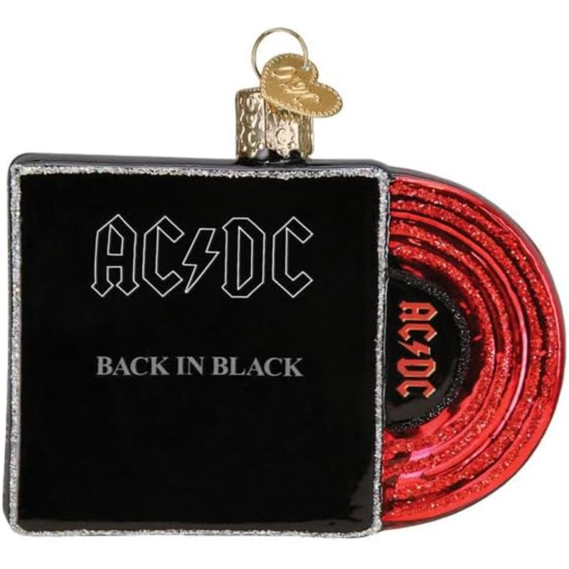 Old World Christmas Blown Glass Ornament for Christmas Tree, Back In Black Album Cover