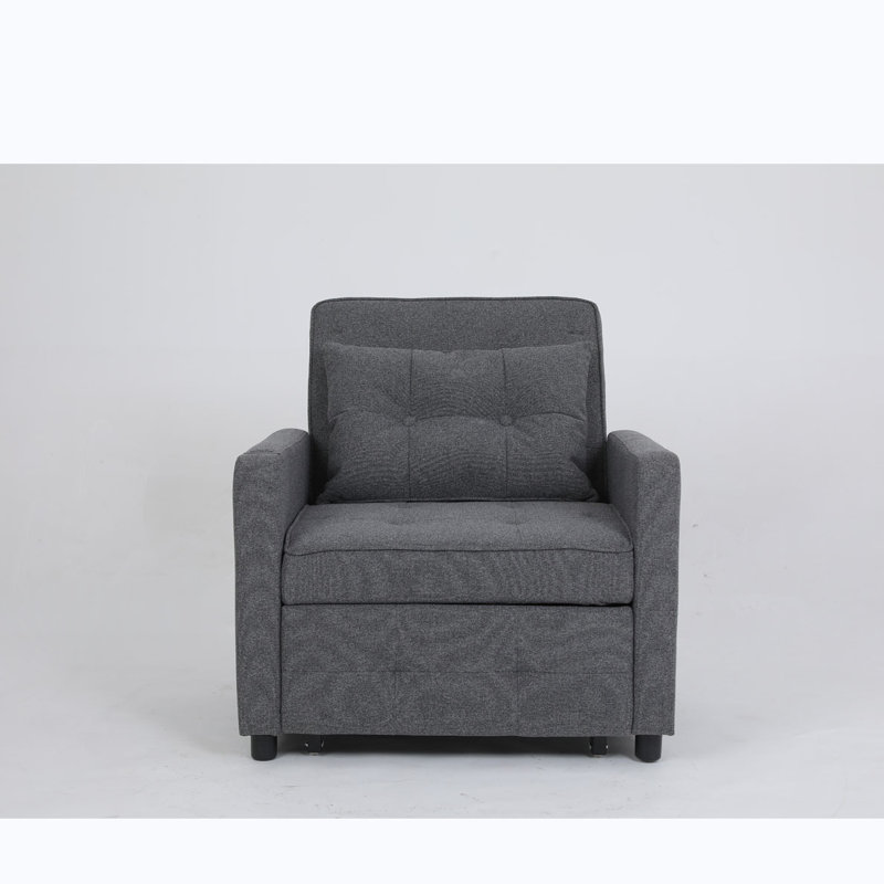 Convertible Chair Bed Pull Out Sleeper Chair, Gray Linen