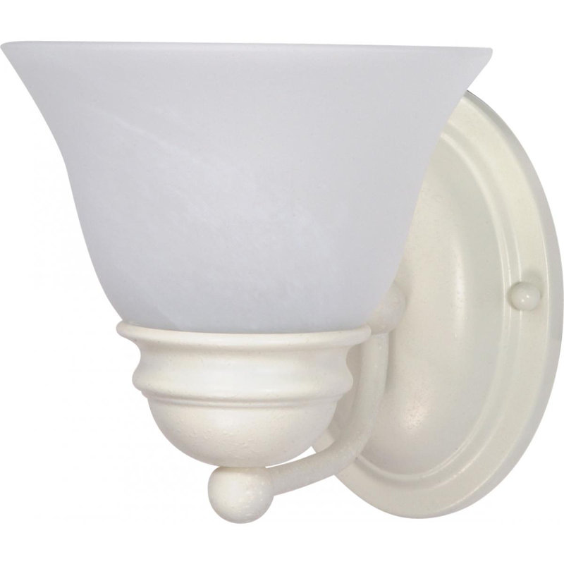 Charmaine Steel Armed Sconce, Textured White, Alabaster, 1 x 100W A19 Medium Base Incandescent