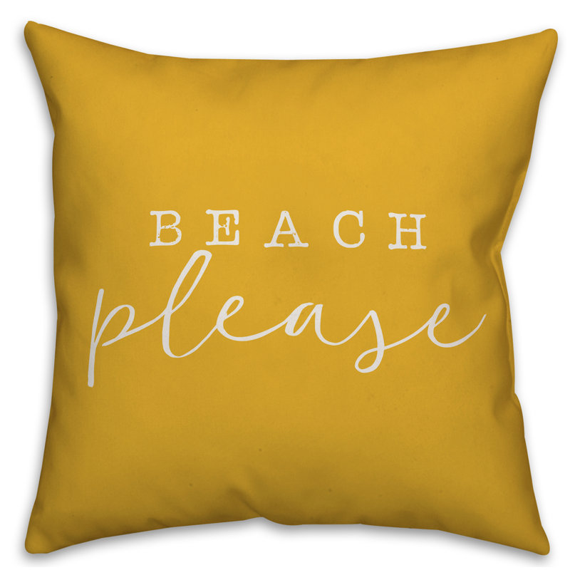 Textual Outdoor Throw Pillow, 20" H x 20" W, Yellow