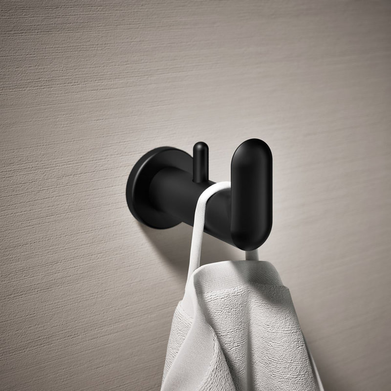 Kumin Wall Mounted Robe Hook, Matte Black