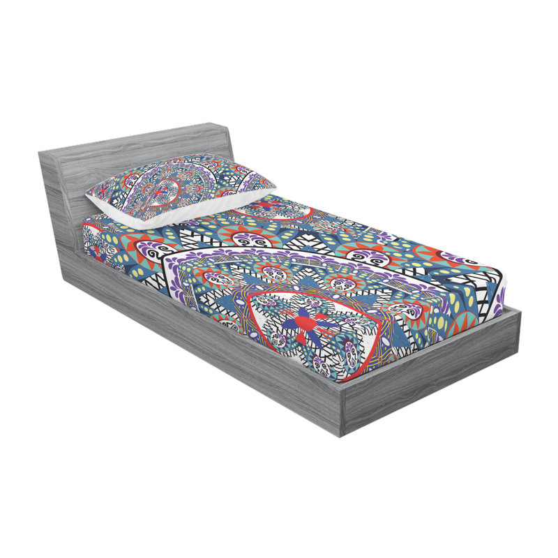 Ensemble de draps à motif floral, Ensemble de draps pour lit simple avec drap-housse