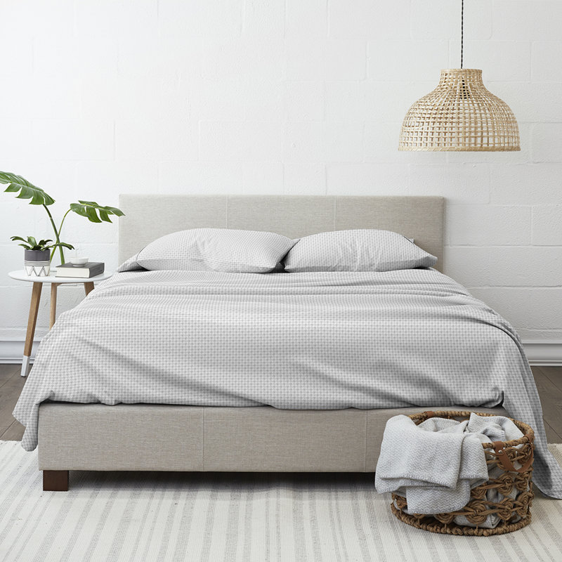 Becky Cameron Microfiber Geometric Sheet Set, Queen, Gray