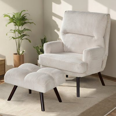 Rita 24.41'' W Super Soft Accent Chair With Ottoman And Pocket