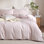 LIFETOWN Striped Duvet Cover Set 100% Washed Cotton Material Soft Linen Feel 3 Pieces Bedding Set