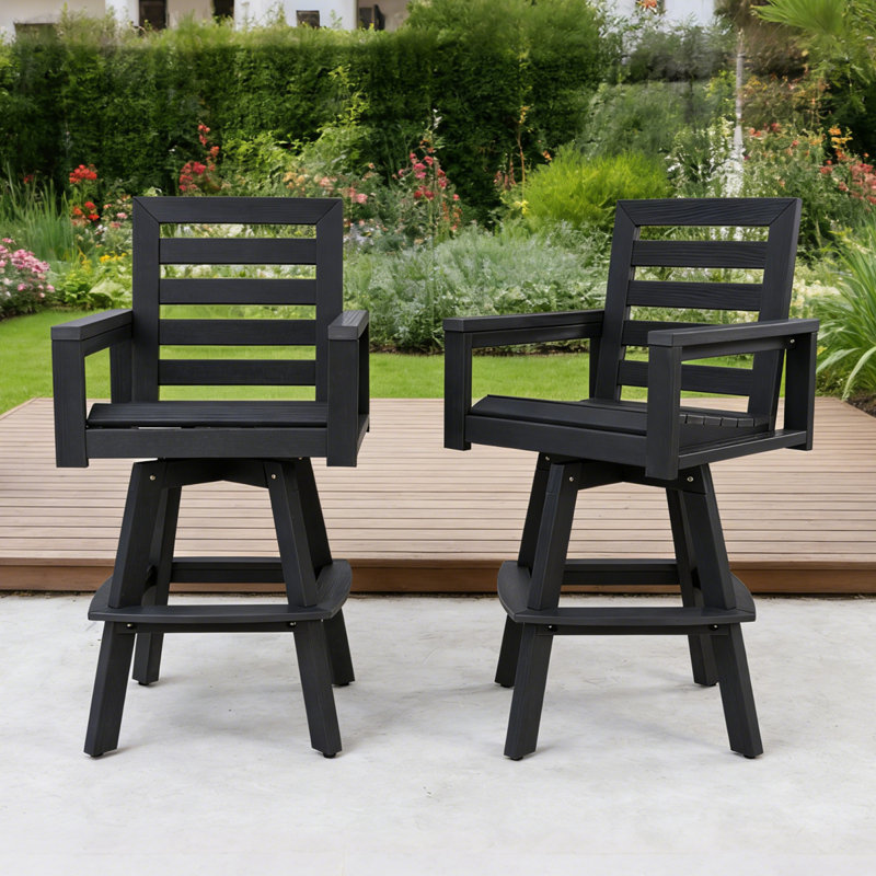 Tabouret de bar pivotant en PEHD pour patio, Black