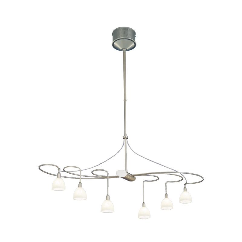 Summey 6 - Light Shaded Chandelier, Nickel Satin
