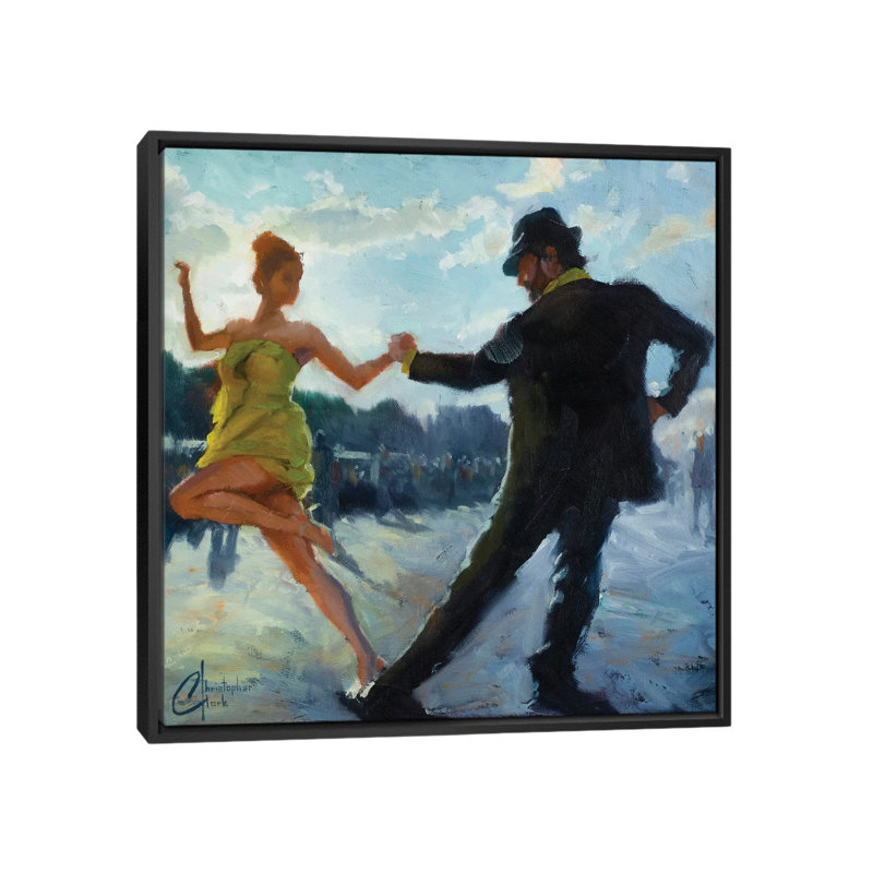 Tango In The Piazza by Christopher Clark - Painting on Canvas, Black Framed, 66.04 cm H x 66.04 cm W